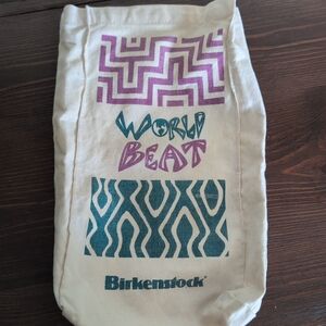 Birkenstock Cream Canvas Tote with Teal & Purple Graphic Print